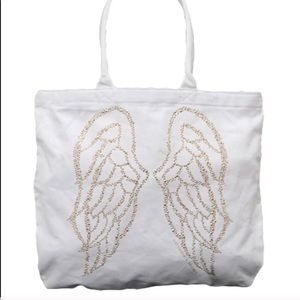 Victoria’s Secret White Canvas Tote w/Gold Wings